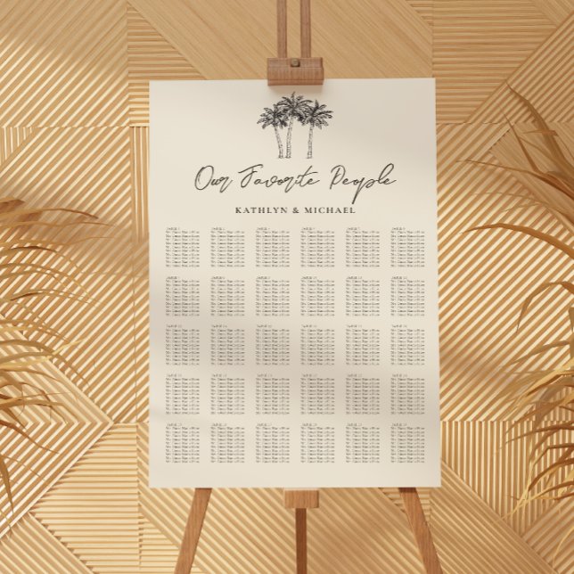 Poster Palm Tree Modern Mariage 30 Table Seating Chart (Créateur téléchargé)