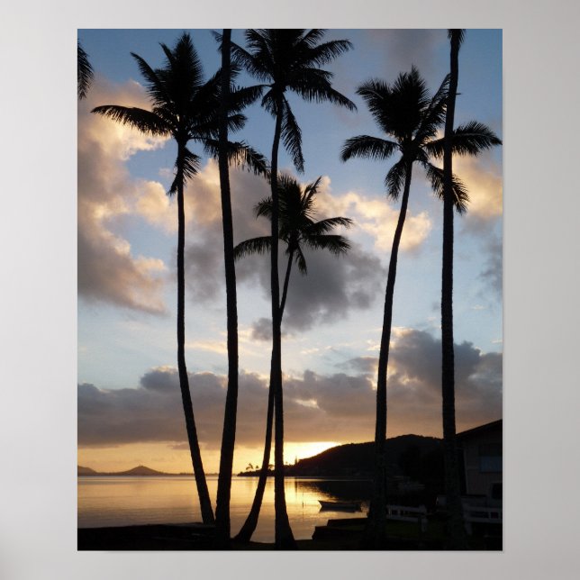 Poster Palm Tree Silhouettes in Hawaii (Devant)