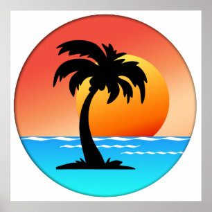 Poster Palm Tree Sunset