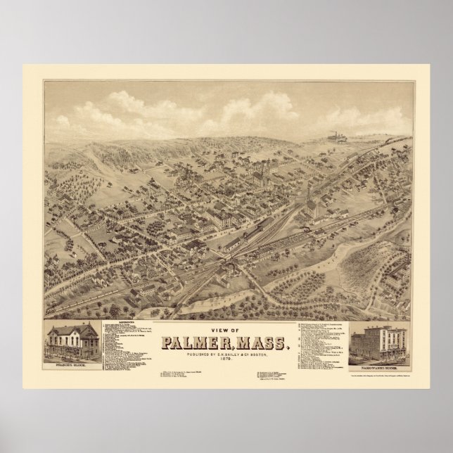 Poster Palmer, MA Carte panoramique - 1879 (Devant)