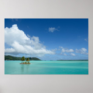 Poster Palmier dans la lagune de Bora Bora