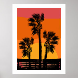Poster Palmier de la plage de Sunset