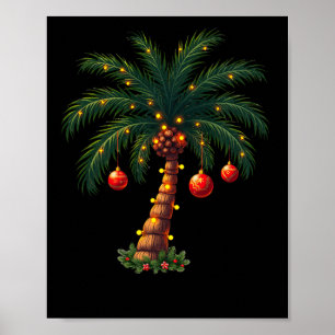 Poster Palmier de Noël Lumières Festives Tropical S