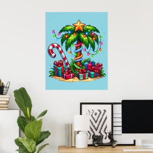 Poster Palmier de Noël tropical