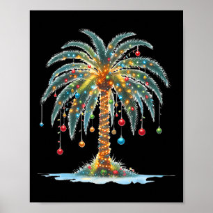 Poster Palmier de Noël Xmas Light Matching Famille Hameau