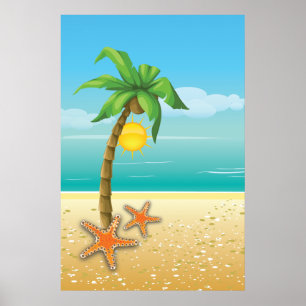 Poster Palmier et soleil paysage tropical imprimer/poster
