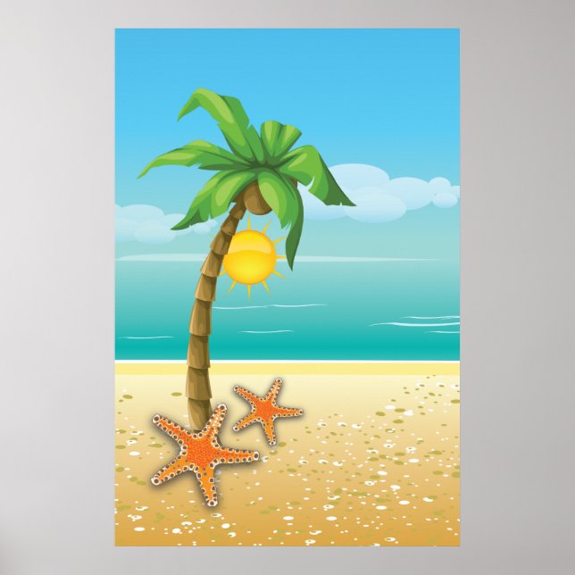 Poster Palmier et soleil paysage tropical imprimer/poster (Devant)