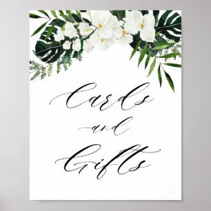 Poster palmier tropical feuille carte verte et signe cade