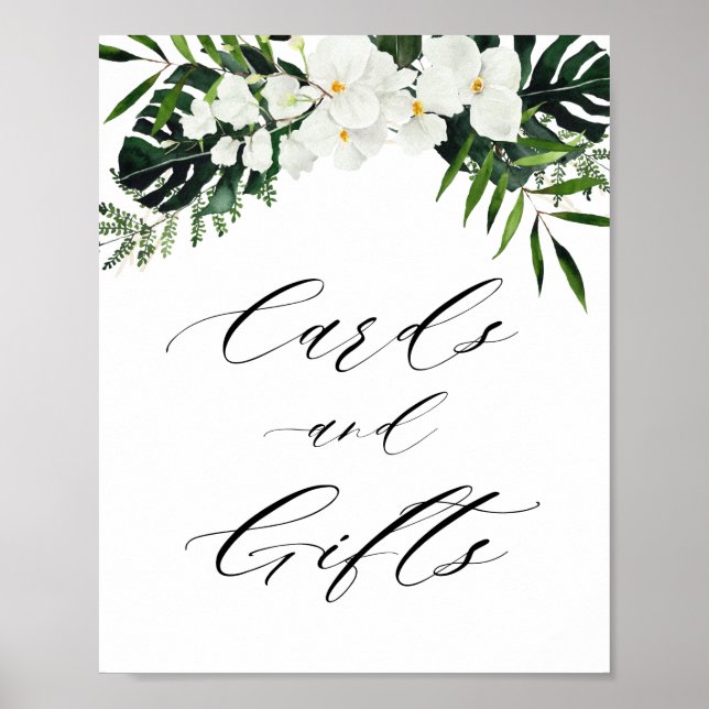 Poster palmier tropical feuille carte verte et signe cade (Devant)