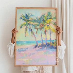 Poster Palmier tropical Pastel Mur Côtier Art