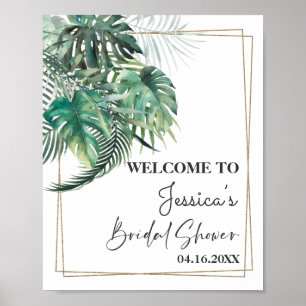 Poster Palmier tropical verdure or douche nuptiale Bienve