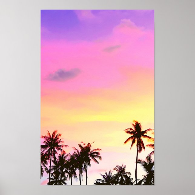 Poster Palmiers à couchers de soleil tropicaux Imprimer (Devant)