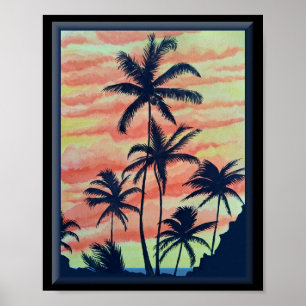 Poster Palmiers à noix de coco hawaïens