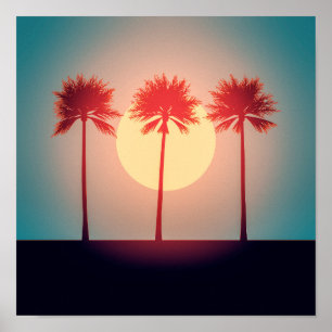 Poster Palmiers Sunset Art