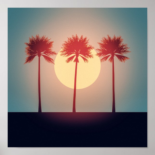 Poster Palmiers Sunset Art (Devant)