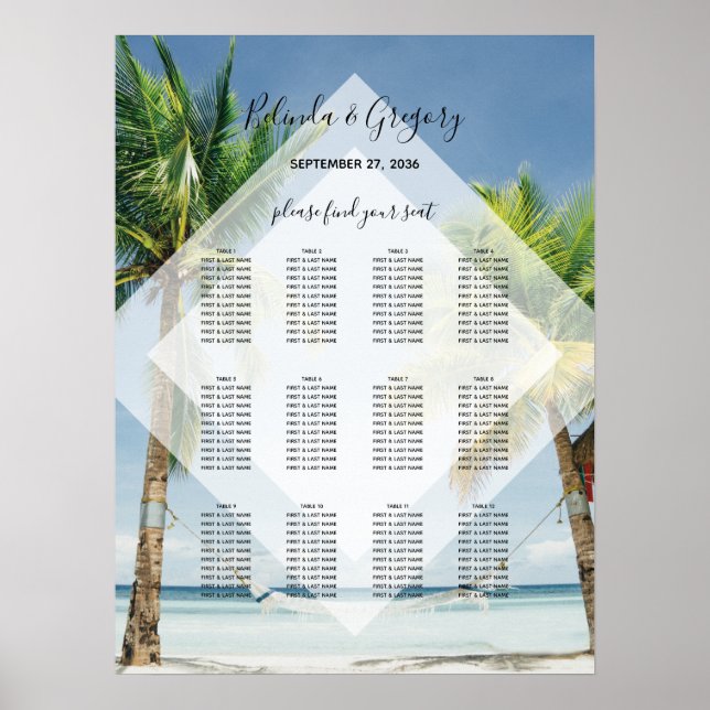 Poster Palmiers tropicaux Plage Plage Mariage Carte de si (Devant)