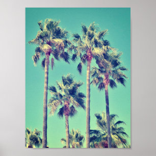 Poster Palmiers vintages tropicaux sur le vert turquoise
