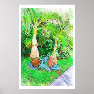 Poster Palms & Paysage - Miami Beach, collection Fl
