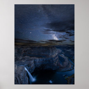 Poster Palouse Falls Park & Voie Lactée   État de Washing