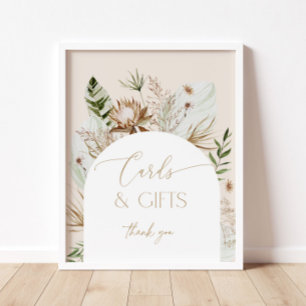 Poster Pampas bohème de plage cartes d'herbe et cadeaux