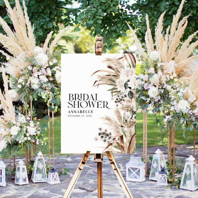 Poster Pampas de douche nuptiale bienvenue boho fête mode (Créateur téléchargé)