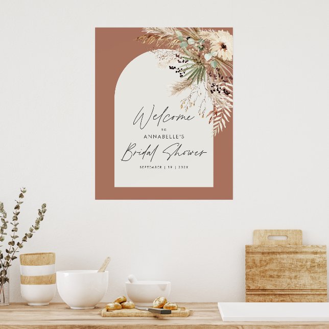 Poster Pampas de douche nuptiale budget herbe moderne élé (Cuisine)