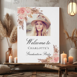 Poster Pampas de graduation herbe blush rose arche photo