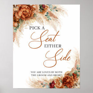 Poster Pampas fleurie en cuivre Boho Choisissez un siège 