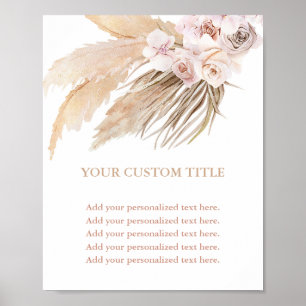 Poster Pampas grass boho désert thème personnalisé