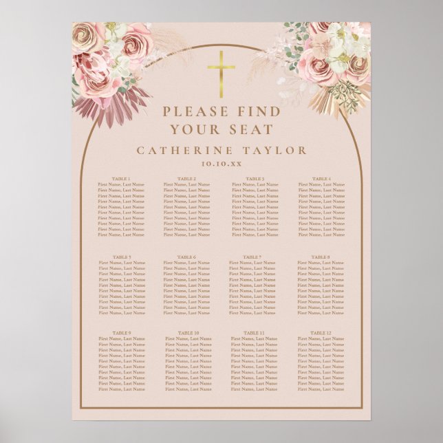 Poster Pampas Grass Christian Event Seating Chart (Devant)