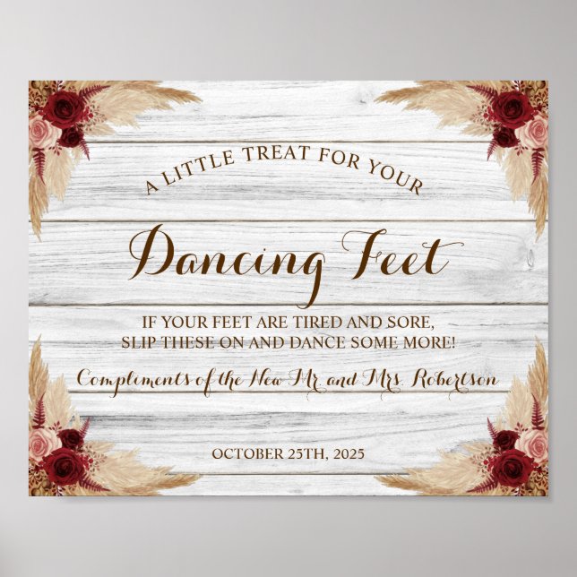 Poster Pampas Grass Danser Pieds Flip Flops Mariage Signa (Devant)