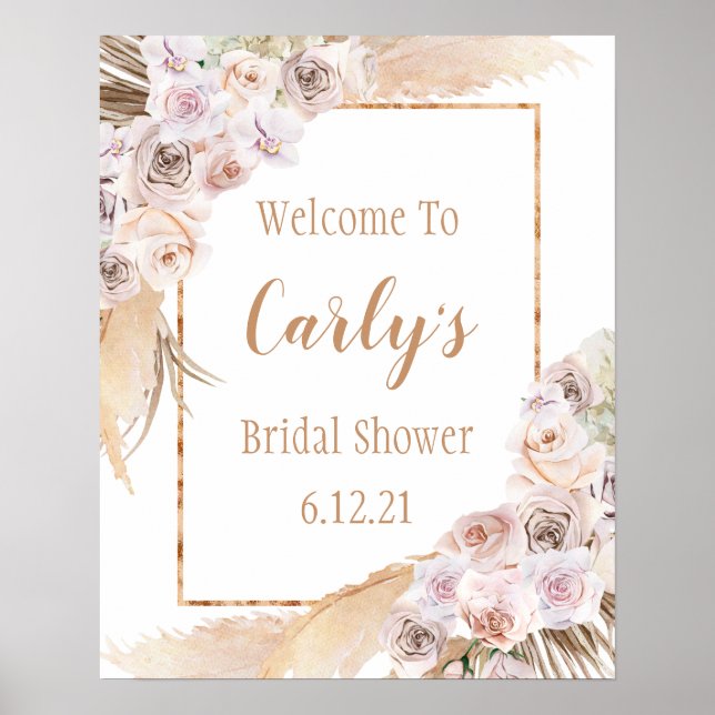 Poster Pampas Grass Douche nuptiale Panneau de bienvenue (Devant)