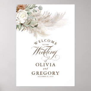 Poster Pampas Grass Floral Élégant Mariage de automne Bie