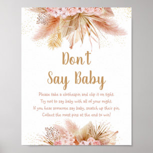 Poster Pampas Grass rose or floral Ne pas dire Baby Game