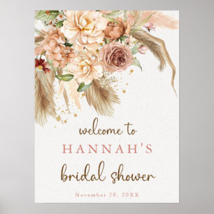 Poster Pampas herbe boho rose signe de bienvenue