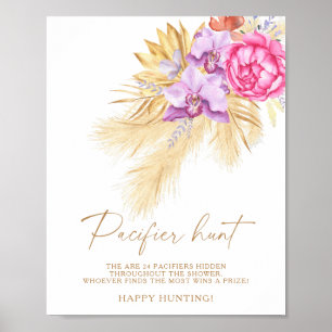 Poster Pampas herbe - chasse à la suce jeu de baby shower
