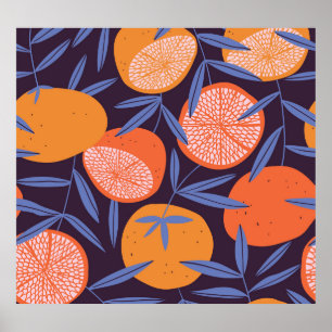 Poster Pamplemousse Vintage, Motif de fruits tropicaux.