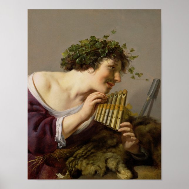 Poster Pan Jouant ses tuyaux (Devant)