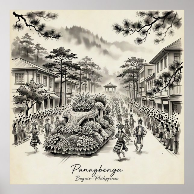 Poster Panagbenga Festival Baguio Philippines Flower Fest (Devant)