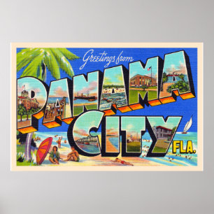 Poster Panama City Florida Vintage grande lettre carte po