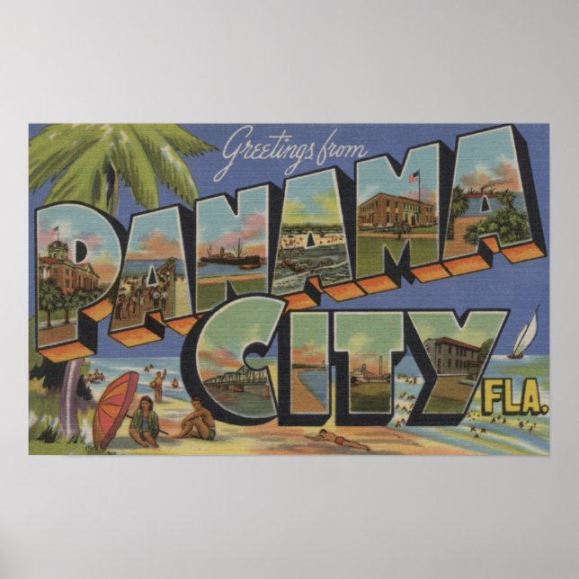 Poster Panama City, Floride - Scènes de grandes lettres (Devant)