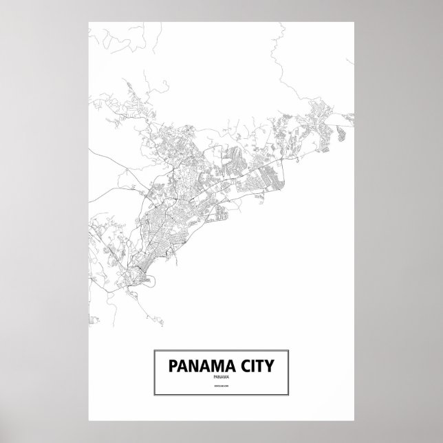 Poster Panama City, Panama (noir sur blanc) (Devant)