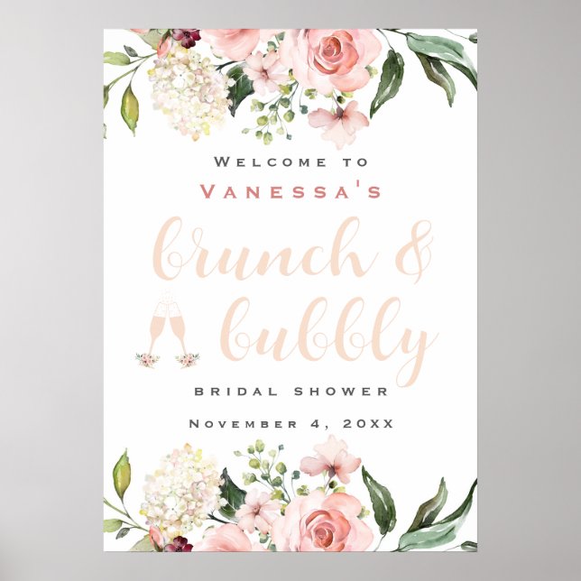 Poster Pancake et Bubbly Bienvenue Mariage Shower (Devant)