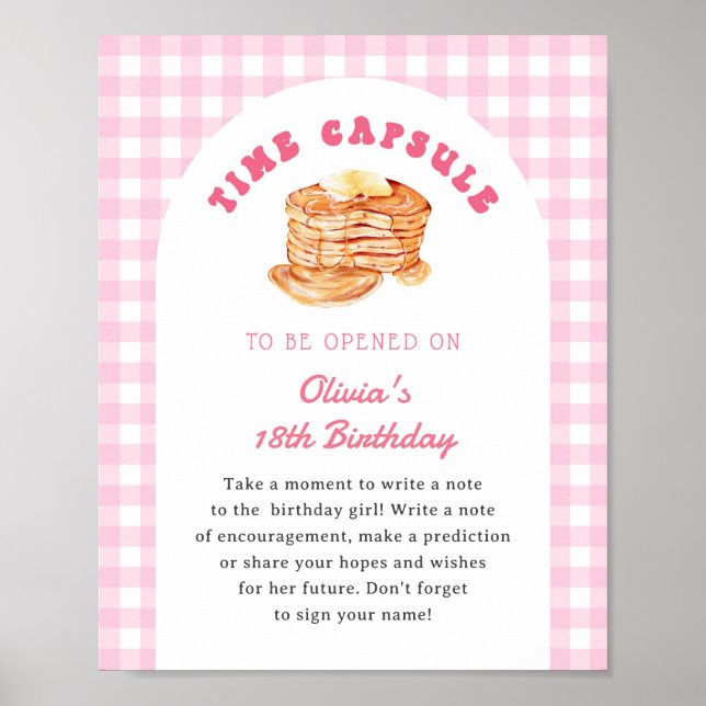 Poster Pancake Petit déjeuner 1er anniversaire Heure Caps (Devant)