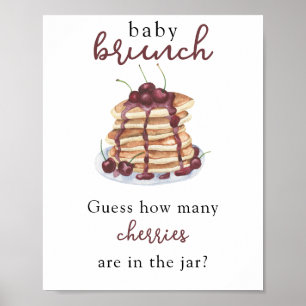 Poster Pancakes Baby shower Devinez combien de cerises