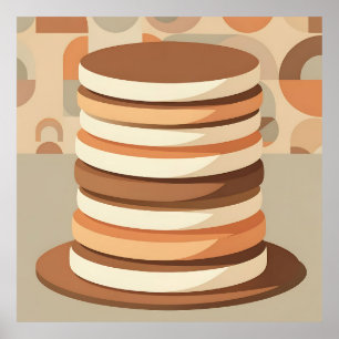 Poster Pancakes Empilés Rétro