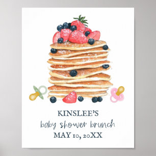 Poster Pancakes et Pacificateurs Baby shower Brunch Bienv