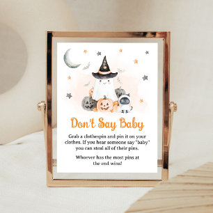 Poster Pancarte Bébé Halloween Orange Little Boo Ne dites