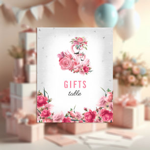 Poster Pancarte Cadeaux Baby Shower Flamant Rose Ballerin