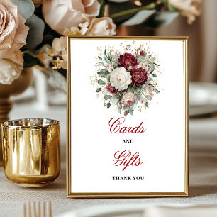 Poster Pancarte Cartes et Cadeaux Burgundy Blush Élégant